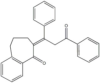 6-(3-oxo-1,3-diphenylpropylidene)-6,7,8,9-tetrahydro-5H-benzo[a]cyclohepten-5-one 化学構造式