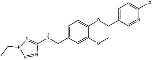 N-{4-[(6-chloro-3-pyridinyl)methoxy]-3-methoxybenzyl}-N-(2-ethyl-2H-tetraazol-5-yl)amine Struktur