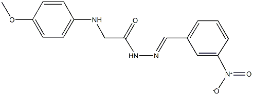 N'-{3-nitrobenzylidene}-2-(4-methoxyanilino)acetohydrazide 化学構造式