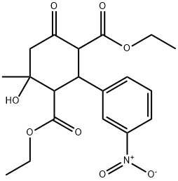 diethyl 4-hydroxy-2-{3-nitrophenyl}-4-methyl-6-oxo-1,3-cyclohexanedicarboxylate Structure