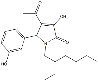 4-acetyl-1-(2-ethylhexyl)-3-hydroxy-5-(3-hydroxyphenyl)-1,5-dihydro-2H-pyrrol-2-one Struktur