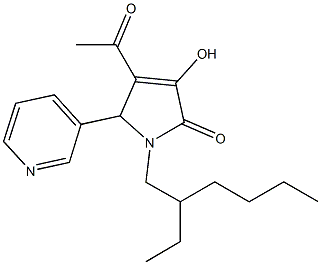 4-acetyl-1-(2-ethylhexyl)-3-hydroxy-5-(3-pyridinyl)-1,5-dihydro-2H-pyrrol-2-one Struktur