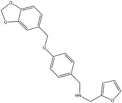 N-[4-(1,3-benzodioxol-5-ylmethoxy)benzyl]-N-(2-furylmethyl)amine Structure