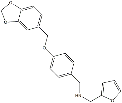 N-[4-(1,3-benzodioxol-5-ylmethoxy)benzyl]-N-(2-furylmethyl)amine Struktur