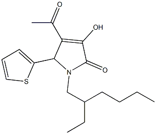 4-acetyl-1-(2-ethylhexyl)-3-hydroxy-5-(2-thienyl)-1,5-dihydro-2H-pyrrol-2-one Structure