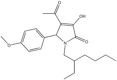 4-acetyl-1-(2-ethylhexyl)-3-hydroxy-5-(4-methoxyphenyl)-1,5-dihydro-2H-pyrrol-2-one Struktur