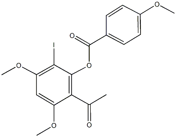 2-acetyl-6-iodo-3,5-dimethoxyphenyl 4-methoxybenzoate 化学構造式