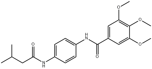 3,4,5-trimethoxy-N-{4-[(3-methylbutanoyl)amino]phenyl}benzamide 化学構造式