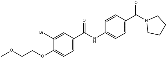 3-bromo-4-(2-methoxyethoxy)-N-[4-(1-pyrrolidinylcarbonyl)phenyl]benzamide 化学構造式