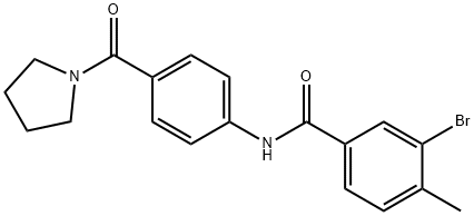 3-bromo-4-methyl-N-[4-(1-pyrrolidinylcarbonyl)phenyl]benzamide Structure