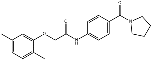 2-(2,5-dimethylphenoxy)-N-[4-(1-pyrrolidinylcarbonyl)phenyl]acetamide 化学構造式