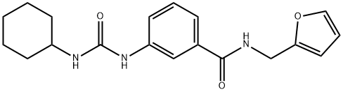 3-{[(cyclohexylamino)carbonyl]amino}-N-(2-furylmethyl)benzamide 化学構造式