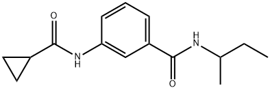 N-(sec-butyl)-3-[(cyclopropylcarbonyl)amino]benzamide 化学構造式