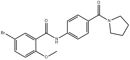 5-bromo-2-methoxy-N-[4-(1-pyrrolidinylcarbonyl)phenyl]benzamide,940527-07-1,结构式