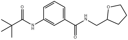 3-[(2,2-dimethylpropanoyl)amino]-N-(tetrahydro-2-furanylmethyl)benzamide 结构式