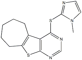 4-[(1-methyl-1H-imidazol-2-yl)sulfanyl]-6,7,8,9-tetrahydro-5H-cyclohepta[4,5]thieno[2,3-d]pyrimidine 化学構造式