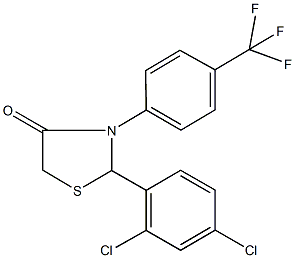 2-(2,4-dichlorophenyl)-3-[4-(trifluoromethyl)phenyl]-1,3-thiazolidin-4-one 化学構造式