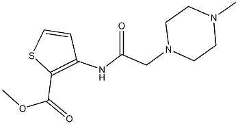 methyl 3-{[(4-methyl-1-piperazinyl)acetyl]amino}-2-thiophenecarboxylate 化学構造式
