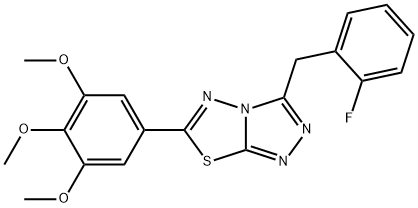 3-(2-fluorobenzyl)-6-(3,4,5-trimethoxyphenyl)[1,2,4]triazolo[3,4-b][1,3,4]thiadiazole,942358-97-6,结构式