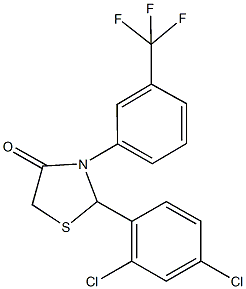 2-(2,4-dichlorophenyl)-3-[3-(trifluoromethyl)phenyl]-1,3-thiazolidin-4-one 化学構造式