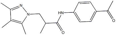 N-(4-acetylphenyl)-2-methyl-3-(3,4,5-trimethyl-1H-pyrazol-1-yl)propanamide 结构式