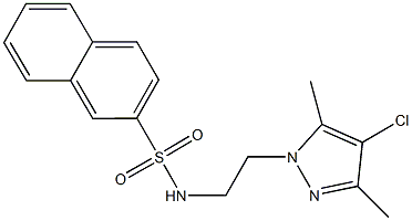 N-[2-(4-chloro-3,5-dimethyl-1H-pyrazol-1-yl)ethyl]-2-naphthalenesulfonamide 化学構造式