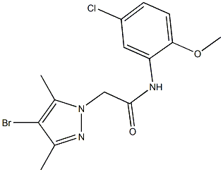 2-(4-bromo-3,5-dimethyl-1H-pyrazol-1-yl)-N-(5-chloro-2-methoxyphenyl)acetamide,942863-33-4,结构式