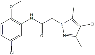 2-(4-chloro-3,5-dimethyl-1H-pyrazol-1-yl)-N-(5-chloro-2-methoxyphenyl)acetamide,942874-68-2,结构式