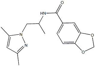 N-[2-(3,5-dimethyl-1H-pyrazol-1-yl)-1-methylethyl]-1,3-benzodioxole-5-carboxamide Struktur