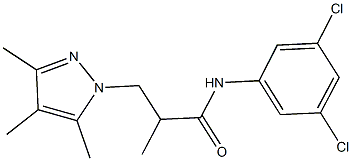 N-(3,5-dichlorophenyl)-2-methyl-3-(3,4,5-trimethyl-1H-pyrazol-1-yl)propanamide,942876-78-0,结构式