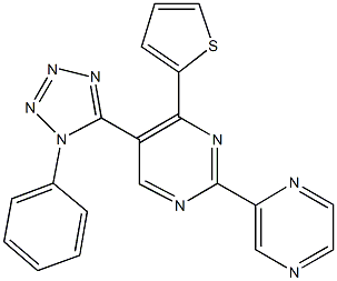 5-(1-phenyl-1H-tetraazol-5-yl)-2-(2-pyrazinyl)-4-(2-thienyl)pyrimidine Structure