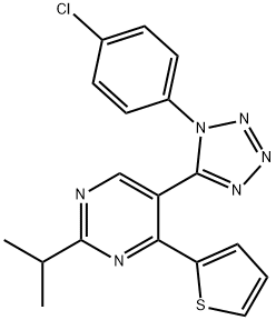 5-[1-(4-chlorophenyl)-1H-tetraazol-5-yl]-2-isopropyl-4-(2-thienyl)pyrimidine,943408-33-1,结构式