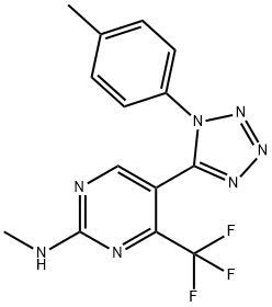 N-methyl-N-[5-[1-(4-methylphenyl)-1H-tetraazol-5-yl]-4-(trifluoromethyl)-2-pyrimidinyl]amine,943408-65-9,结构式