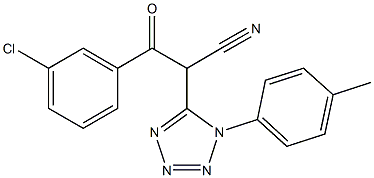 3-(3-chlorophenyl)-2-[1-(4-methylphenyl)-1H-tetraazol-5-yl]-3-oxopropanenitrile,943411-76-5,结构式