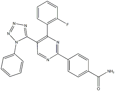 4-[4-(2-fluorophenyl)-5-(1-phenyl-1H-tetraazol-5-yl)-2-pyrimidinyl]benzamide Struktur