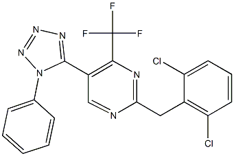 2-(2,6-dichlorobenzyl)-5-(1-phenyl-1H-tetraazol-5-yl)-4-(trifluoromethyl)pyrimidine Struktur