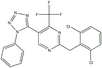 2-(2,6-dichlorobenzyl)-5-(1-phenyl-1H-tetraazol-5-yl)-4-(trifluoromethyl)pyrimidine|