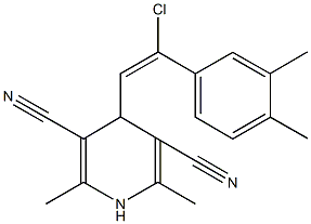 4-[2-chloro-2-(3,4-dimethylphenyl)vinyl]-2,6-dimethyl-1,4-dihydro-3,5-pyridinedicarbonitrile,943418-46-0,结构式