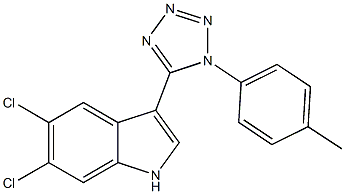 5,6-dichloro-3-[1-(4-methylphenyl)-1H-tetraazol-5-yl]-1H-indole Struktur
