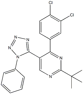 2-tert-butyl-4-(3,4-dichlorophenyl)-5-(1-phenyl-1H-tetraazol-5-yl)pyrimidine 结构式