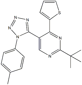 2-tert-butyl-5-[1-(4-methylphenyl)-1H-tetraazol-5-yl]-4-(2-thienyl)pyrimidine Struktur