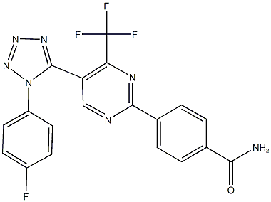 4-[5-[1-(4-fluorophenyl)-1H-tetraazol-5-yl]-4-(trifluoromethyl)-2-pyrimidinyl]benzamide Structure