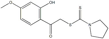 2-(2-hydroxy-4-methoxyphenyl)-2-oxoethyl 1-pyrrolidinecarbodithioate Struktur