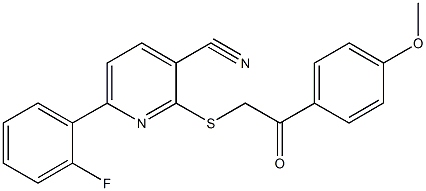6-(2-fluorophenyl)-2-{[2-(4-methoxyphenyl)-2-oxoethyl]sulfanyl}nicotinonitrile Struktur