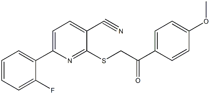 6-(2-fluorophenyl)-2-{[2-(4-methoxyphenyl)-2-oxoethyl]sulfanyl}nicotinonitrile Structure