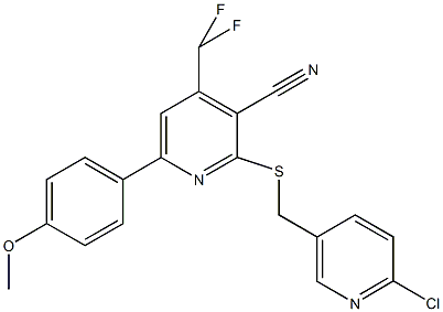 2-{[(6-chloro-3-pyridinyl)methyl]sulfanyl}-4-(difluoromethyl)-6-(4-methoxyphenyl)nicotinonitrile,944769-41-9,结构式