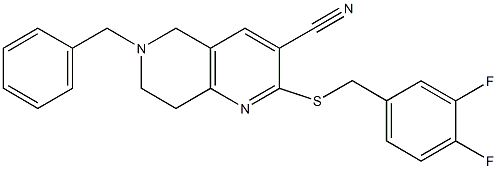 6-benzyl-2-[(3,4-difluorobenzyl)sulfanyl]-5,6,7,8-tetrahydro[1,6]naphthyridine-3-carbonitrile Struktur