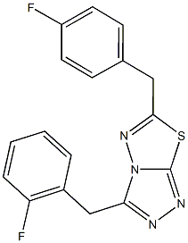 3-(2-fluorobenzyl)-6-(4-fluorobenzyl)[1,2,4]triazolo[3,4-b][1,3,4]thiadiazole Struktur