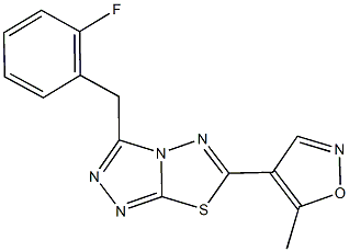 3-(2-fluorobenzyl)-6-(5-methyl-4-isoxazolyl)[1,2,4]triazolo[3,4-b][1,3,4]thiadiazole 结构式
