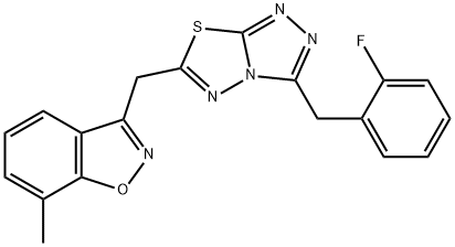3-{[3-(2-fluorobenzyl)[1,2,4]triazolo[3,4-b][1,3,4]thiadiazol-6-yl]methyl}-7-methyl-1,2-benzisoxazole 结构式
